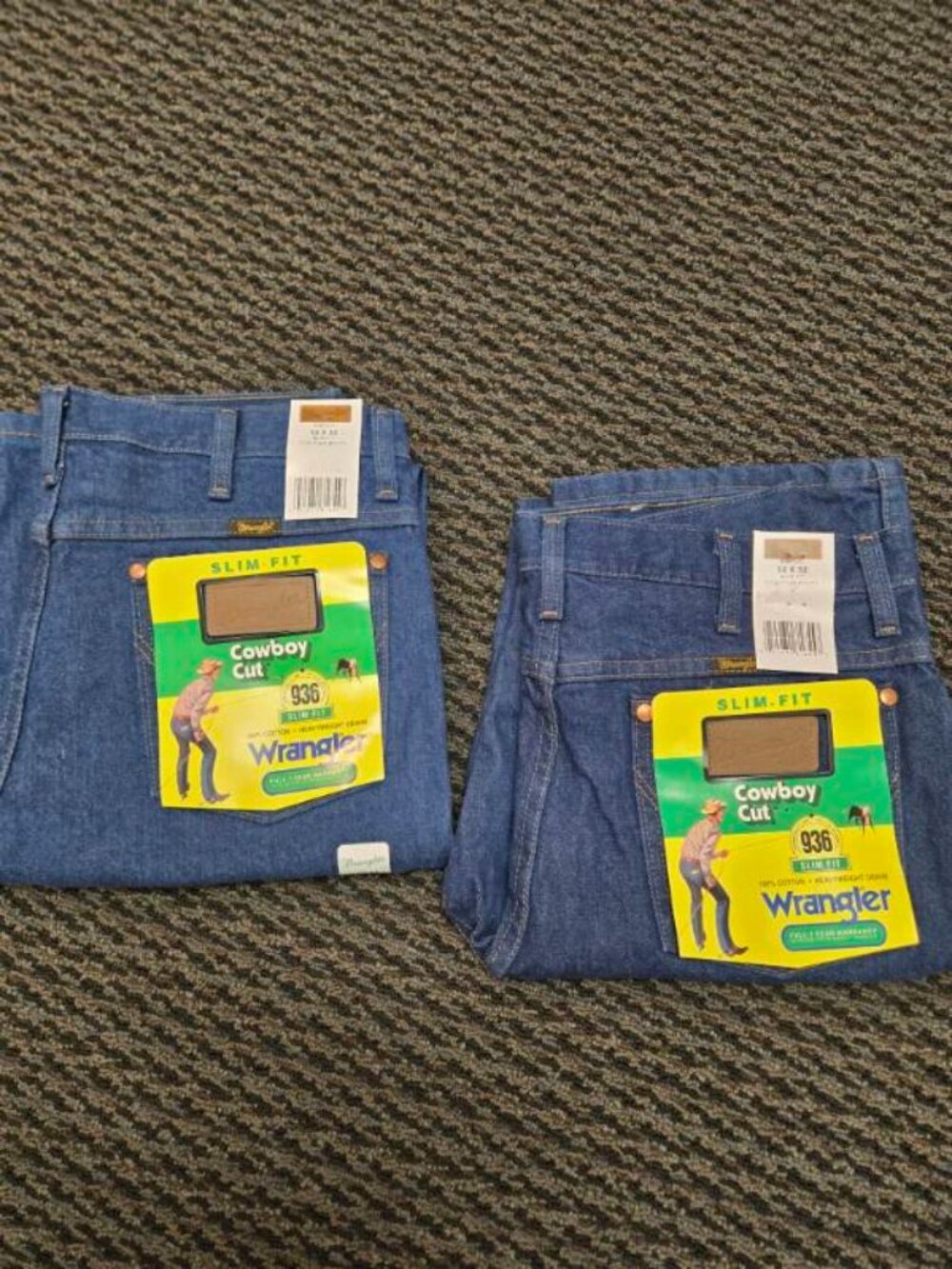 Lot of 2 Wrangler 936 Men's Jeans 32x32 Slim Fit Cowboy Cut Prewashed 936PWD